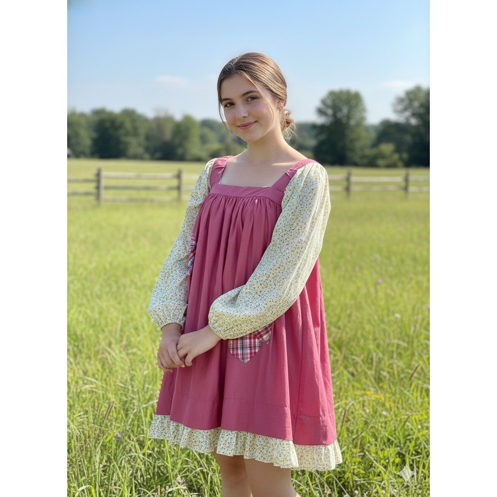 WEISSMAN SA Square Neck Pink Patchwork Floral sty… - image 2